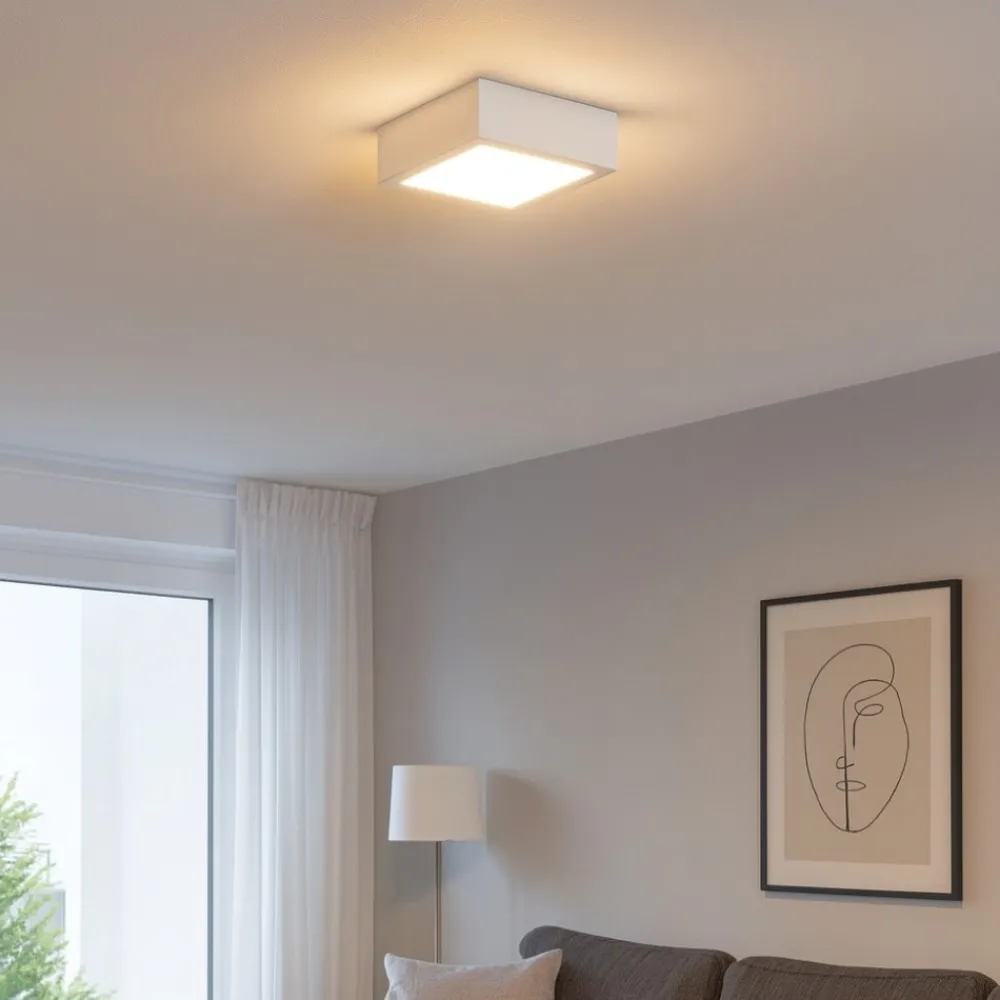 Plafoniere Moderne-Linea Light plafoniera bianca box sq quadrata led 7w 3000k