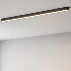 Plafoniere Moderne-Linea Light satori plafoniera led 3000k sottile nera 114cm