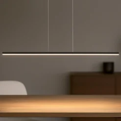 Lampadari Moderni-Linea Light straight lampadario moderno led lineare nero 102cm