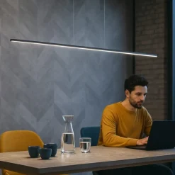Lampadari Moderni-Linea Light straight lampadario moderno led 2700k nero 152cm