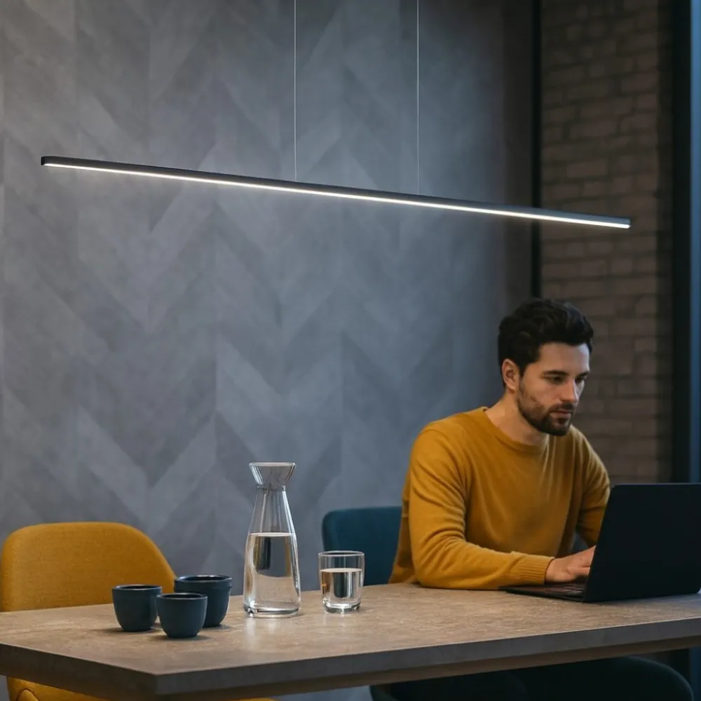 Lampadari Moderni-Linea Light straight lampadario moderno led 2700k nero 152cm