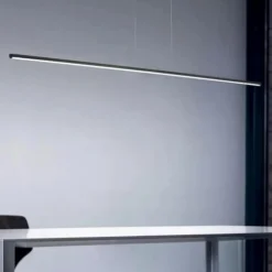 Lampadari Moderni-Linea Light straight lampadario moderno led 2700k nero 152cm
