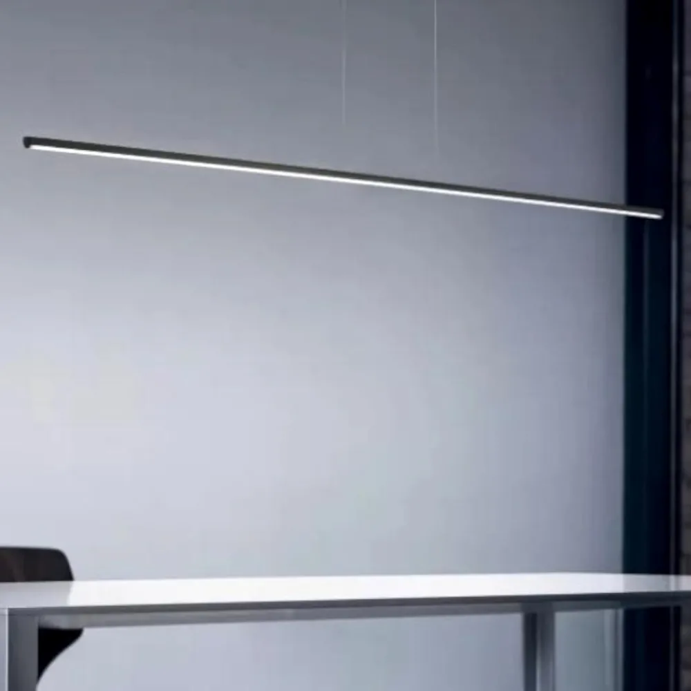Lampadari Moderni-Linea Light straight lampadario moderno led 2700k nero 152cm