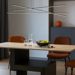 Lampadari Moderni-Linea Light straight lampadario moderno led 2700k nero