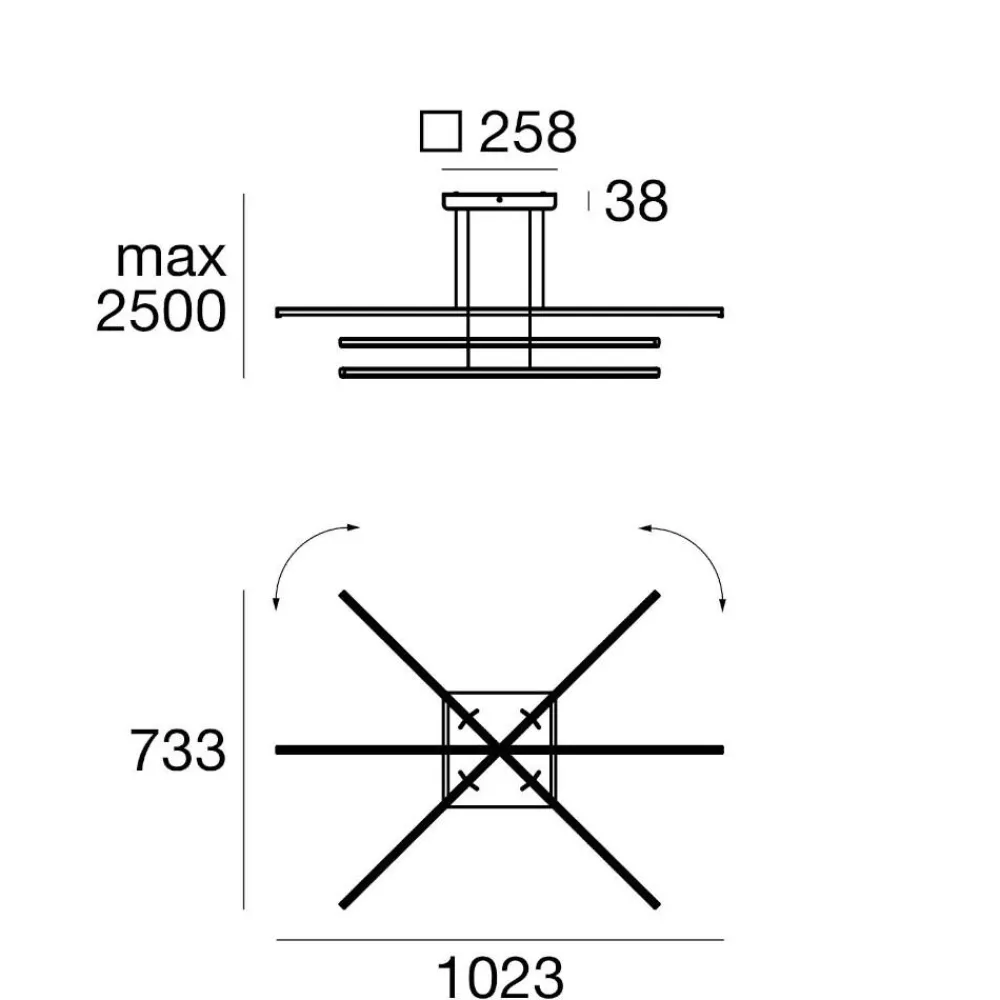 Lampadari Moderni-Linea Light straight lampadario moderno led 2700k nero