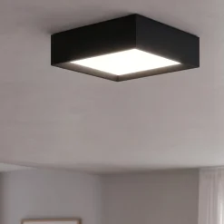 Plafoniere Moderne-Linea Light tara mini plafoniera moderna quadrata nera led 2700k ip40