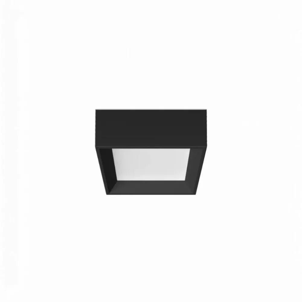 Plafoniere Moderne-Linea Light tara mini plafoniera moderna quadrata nera led 2700k ip40