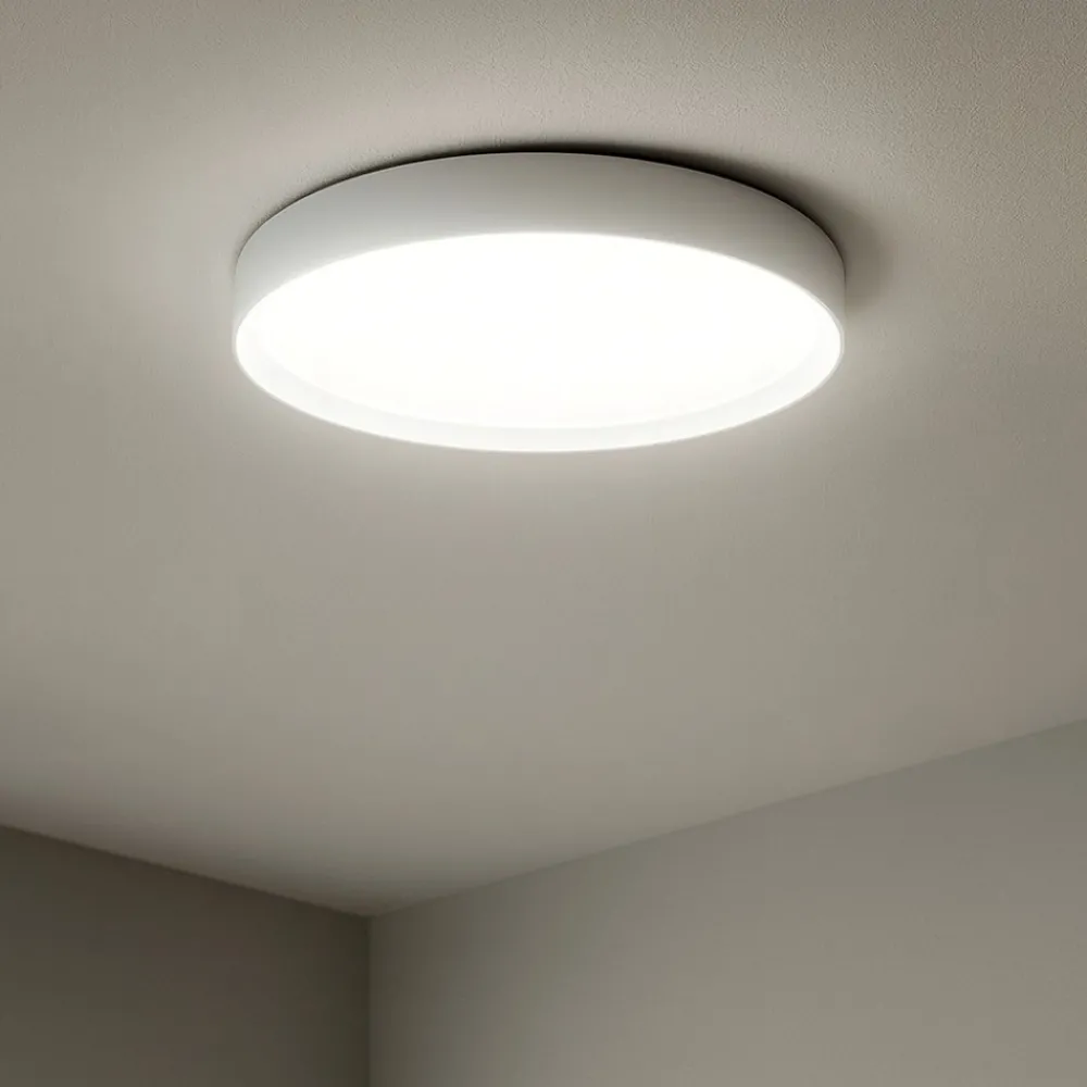 Plafoniere Moderne-Linea Light tara r plafoniera rotonda led 3000k bianca ip40