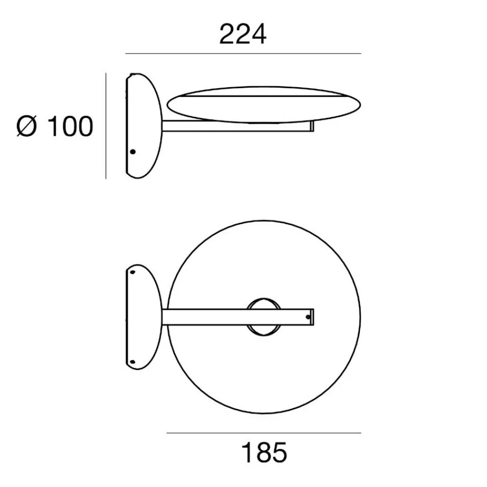 Applique Da Parete-Linea Light vivaldi applique led 3000k nera moderna