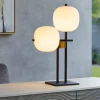 Lampade Da Tavolo-Miloox Lingotto lampada da tavolo nero oro sfere vetro bianco