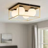 Plafoniere Moderne-Ideal Lux Lingotto pl4 plafoniera moderna 4 luci boccia vetro bianco opaco quadrata