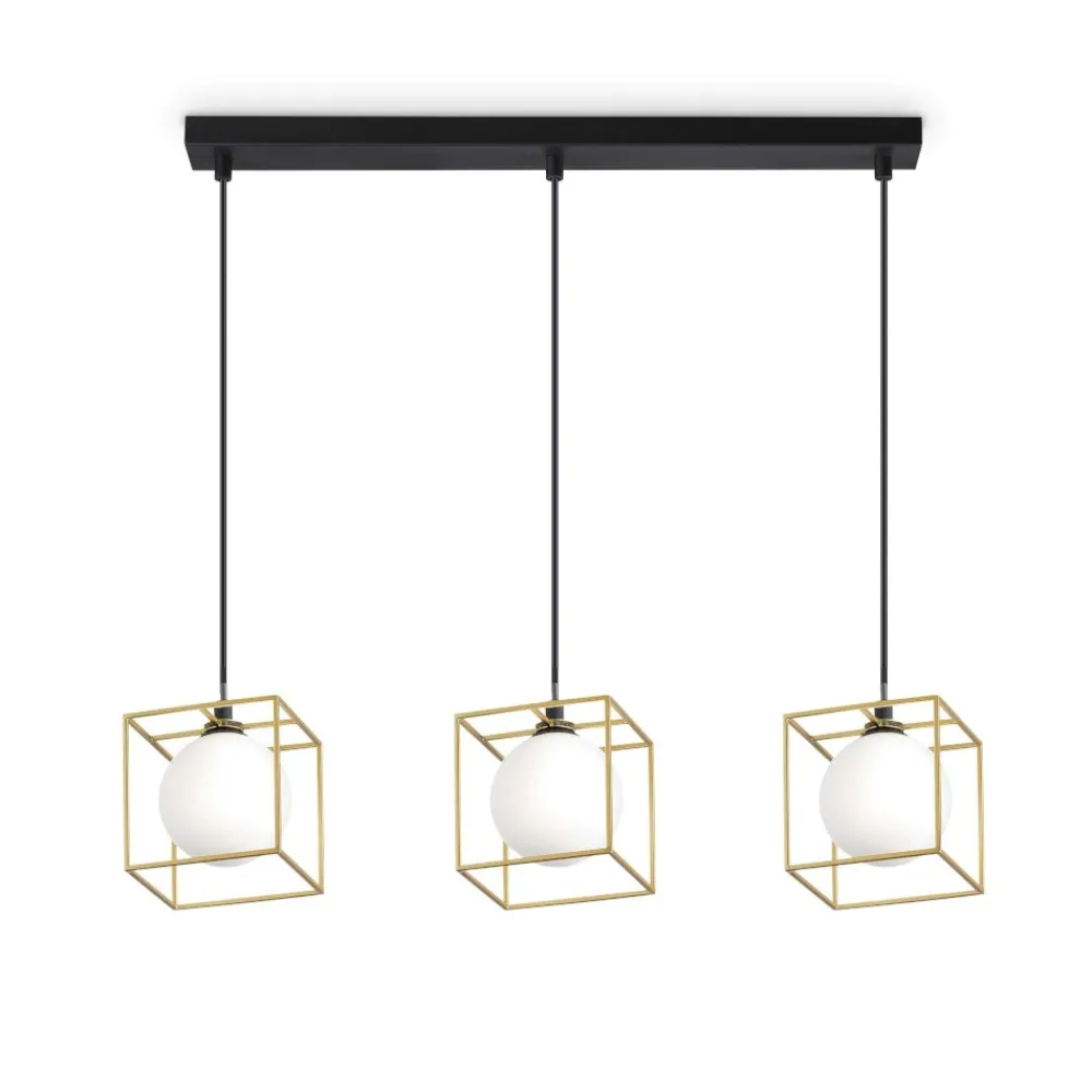 Lampadari Moderni-Ideal Lux Lingotto sp3 lampadario dorato nero e ottone