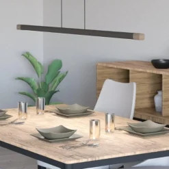 Lampadari Moderni-Eglo Lisciana lampadario moderno legno led per soggiorno