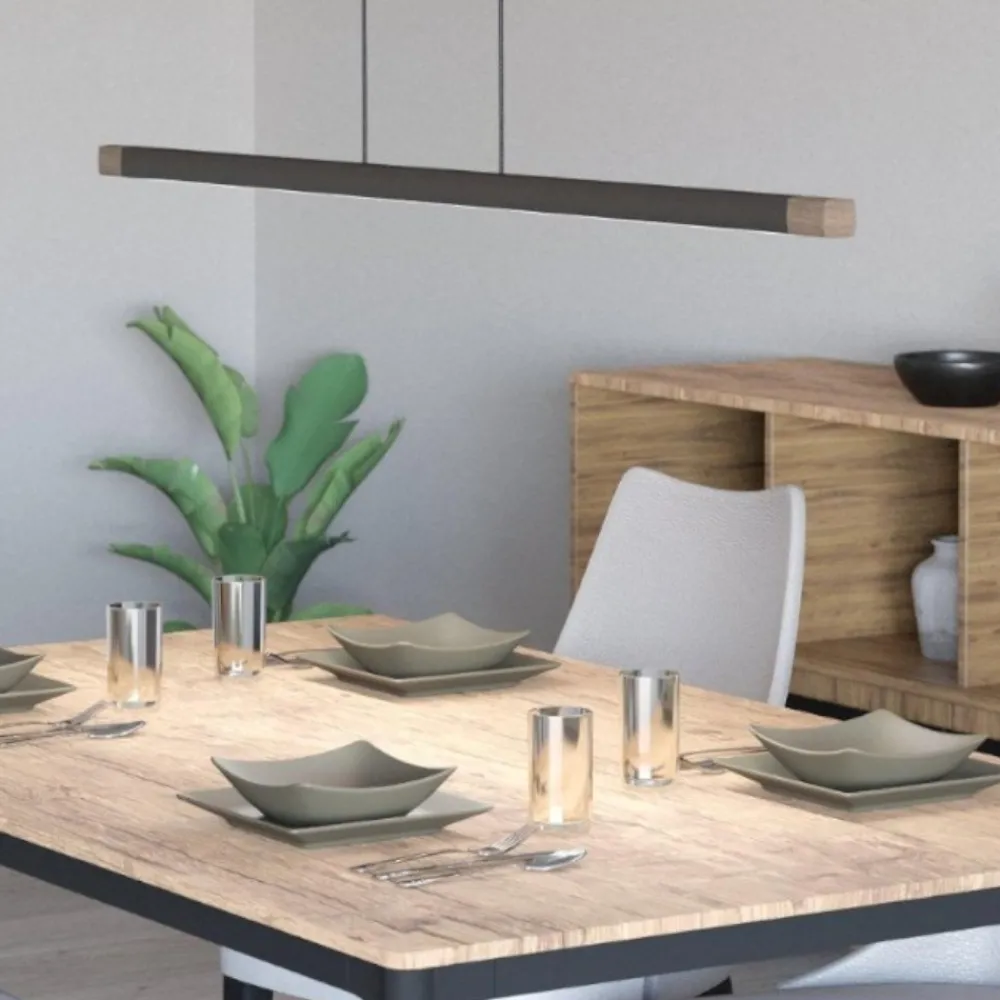 Lampadari Moderni-Eglo Lisciana lampadario moderno legno led per soggiorno