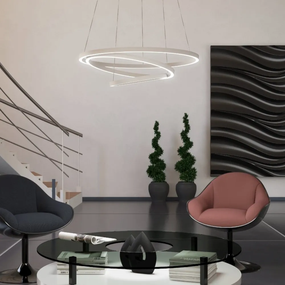 Lampadari Moderni-Eglo Lobinero z lampadario moderno bianco controllo remoto led 2700k a 6500k