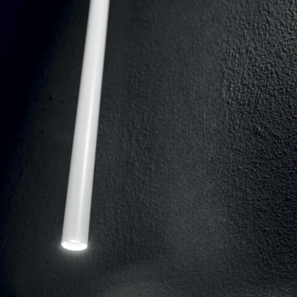 Lampade A Sospensione-Ideal Lux Look sp1 d30 h100 round bianco lampada sospensione cilindro led