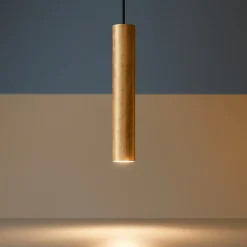 Lampade A Sospensione-Ideal Lux Look sp1 d06 lampada a sospensione cilindro foglia oro