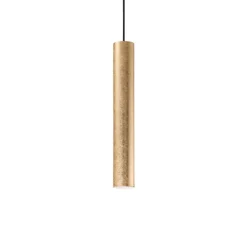 Lampade A Sospensione-Ideal Lux Look sp1 d06 lampada a sospensione cilindro foglia oro
