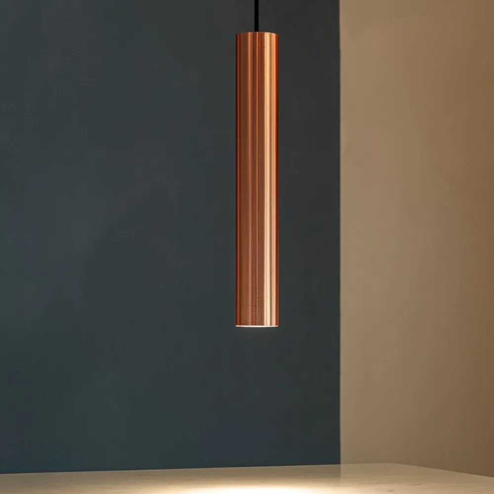 Lampade A Sospensione-Ideal Lux Look sp1 d06 lampada cilindro a sospensione rame