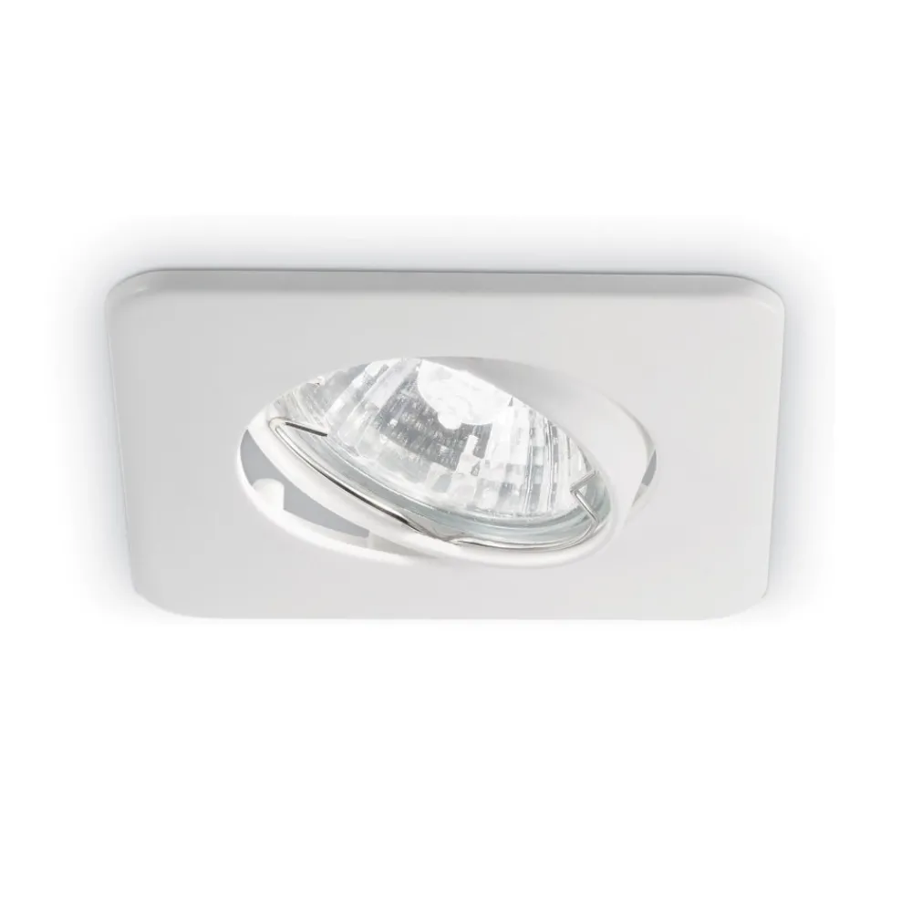 Faretti Da Incasso-Ideal Lux Lounge fi faretto da incasso metallo bianco quadrato orientabile