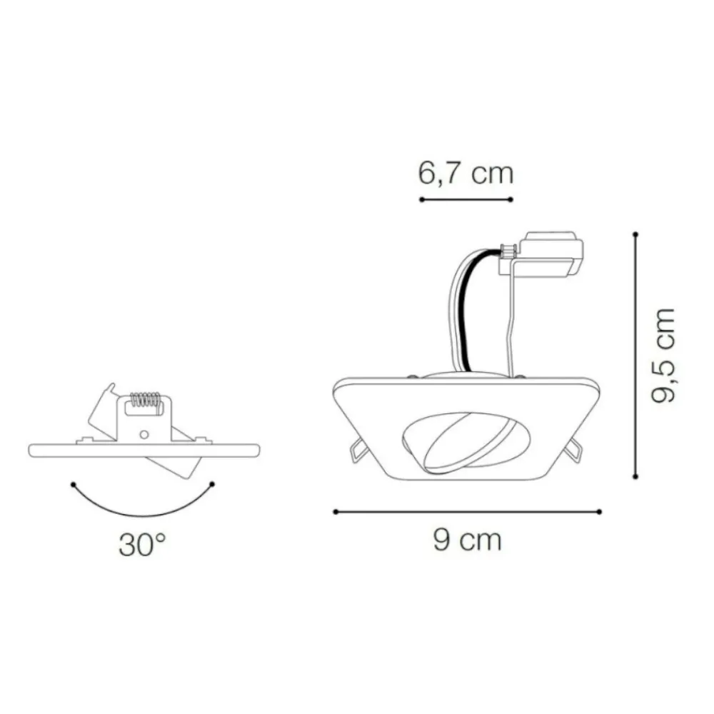 Faretti Da Incasso-Ideal Lux Lounge fi faretto da incasso metallo bianco quadrato orientabile
