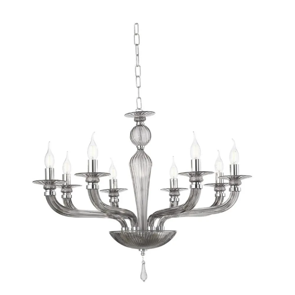 Lampadari Moderni-Ondaluce Lp villa lampadario 8 luci vetro grigio fumo