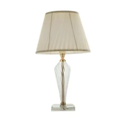 Lampade Da Tavolo-Ondaluce Lt villa lampada da tavolo classica in vetro e tessuto