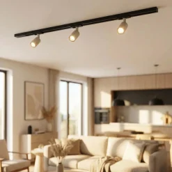Illuminazione A Binario-Top Light Luci a binario 100cm nero con spot monofase sabbia