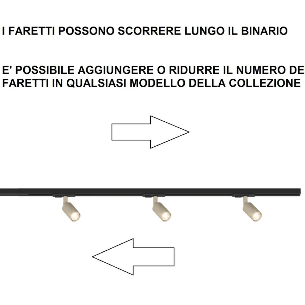 Illuminazione A Binario-Top Light Luci a binario 100cm nero con spot monofase sabbia