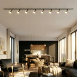 Illuminazione A Binario-Selezionato da Mazzolaluce Luci a binario nero oro 300cm con 8 spot e27 orientabili