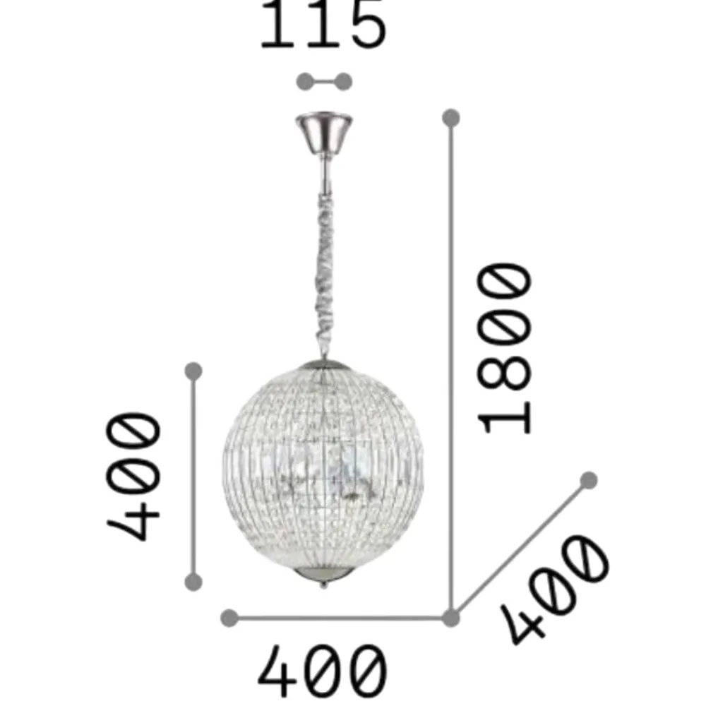 Lampadari Moderni-Ideal Lux Luxor sp6 lampadario di cristallo per ingresso sfera