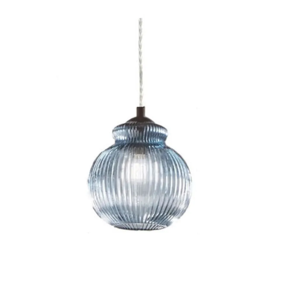 Lampade A Sospensione-Ondaluce Madagascar lampada a sospensione sfera vetro blu ottanio