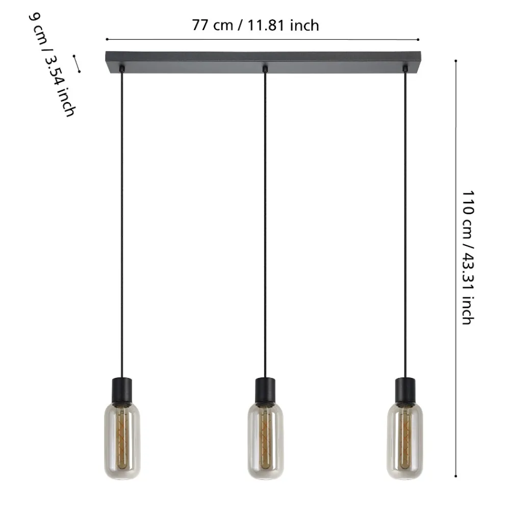 Lampadari Cucina-Eglo Maione lampadario cucina design moderno colore nero