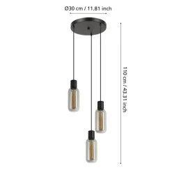 Lampadari Cucina-Eglo Maione lampadario per cucina nero design moderno