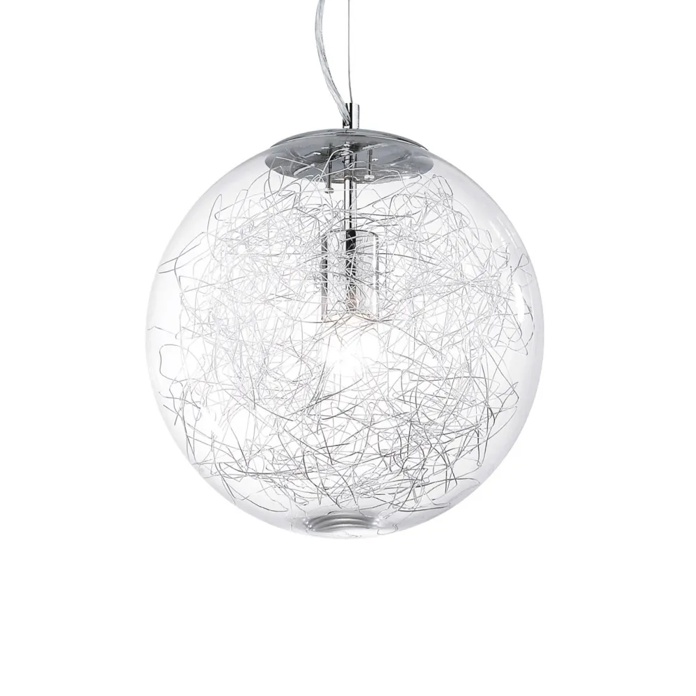 Lampadari Moderni-Ideal Lux Mapa max sp1 d40 lampadario boccia in vetro trasparente