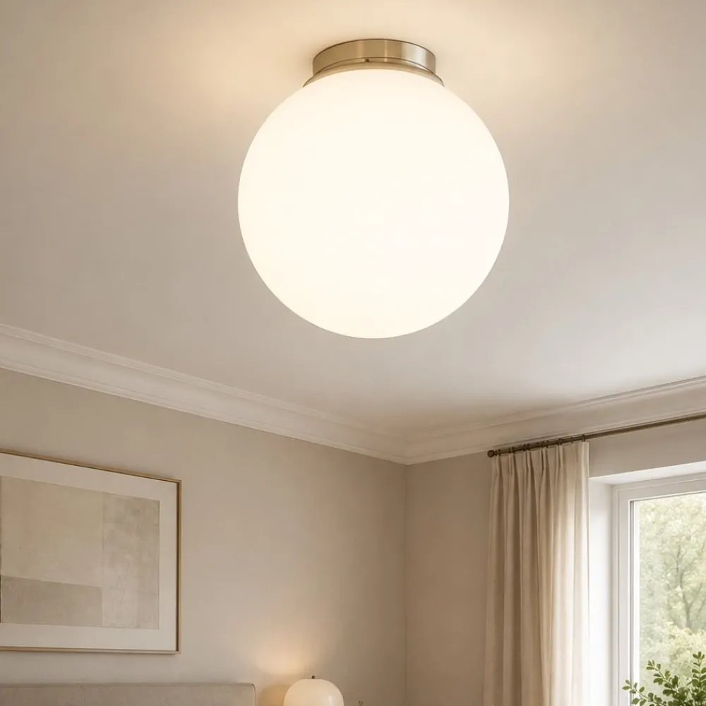 Plafoniere Moderne-Ideal Lux Mapa pl1 d40 plafoniera per camera da letto sfera 40cm vetro bianco