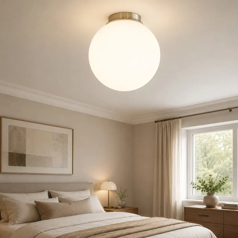 Plafoniere Moderne-Ideal Lux Mapa pl1 d40 plafoniera per camera da letto sfera 40cm vetro bianco
