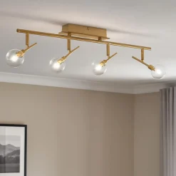 Plafoniere Moderne-Ideal Lux Maracas pl4 plafoniera ottone oro luci orientabili