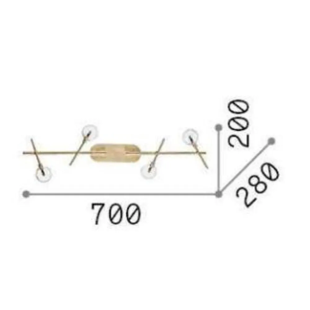 Plafoniere Moderne-Ideal Lux Maracas pl4 plafoniera ottone oro luci orientabili