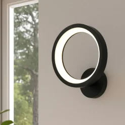 Applique Da Parete-Eglo Marghera z applique da parete moderno nero led rgb da 2700k a 6500k