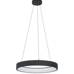 Lampadari Moderni-Eglo Marghera z lampadario moderno tondo nero led rgb da 2700k a 6500k