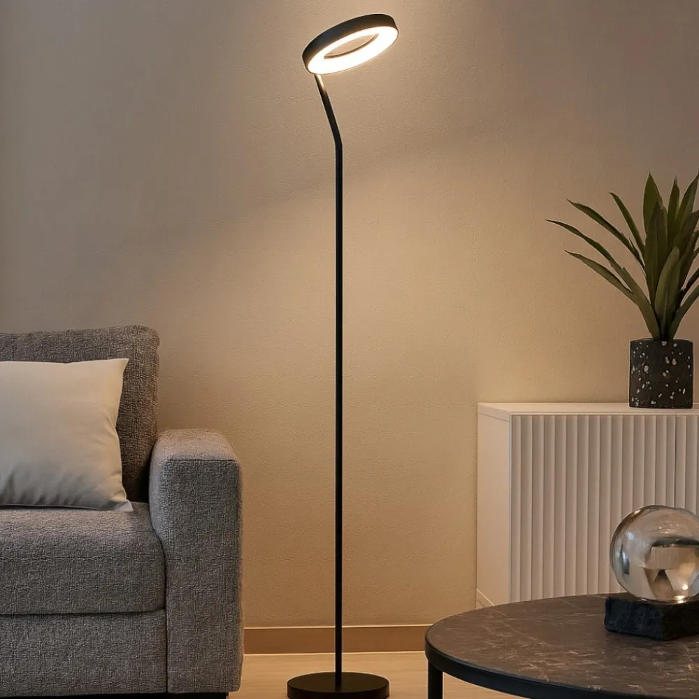 Lampade Da Terra-Eglo Marghera z piantana nera led rgb 2700k a 6500k gestione da remoto
