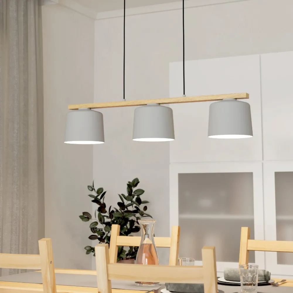 Lampadari Cucina-Eglo Mariel lampadario da cucina moderna colore grigio 3 luci