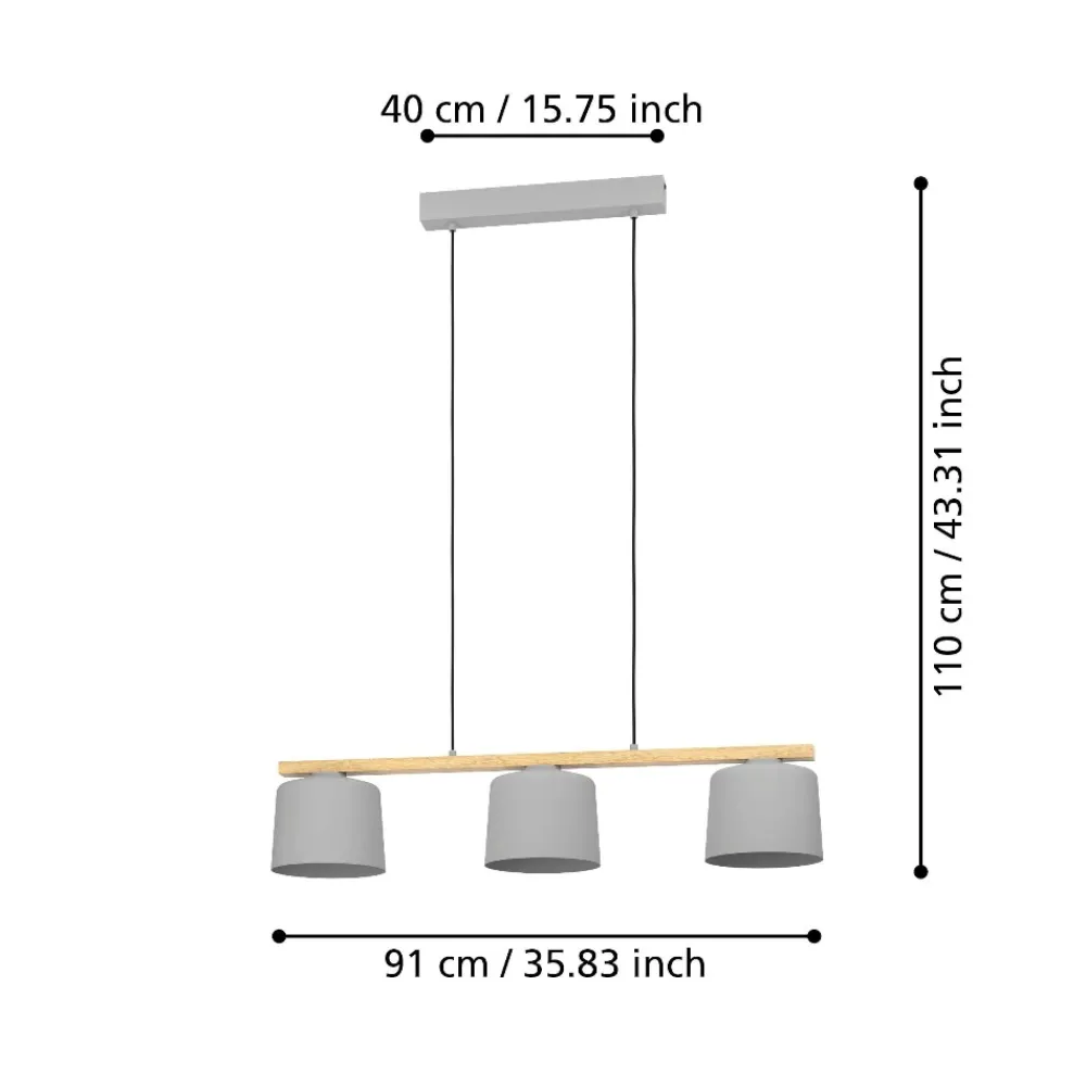 Lampadari Cucina-Eglo Mariel lampadario da cucina moderna colore grigio 3 luci