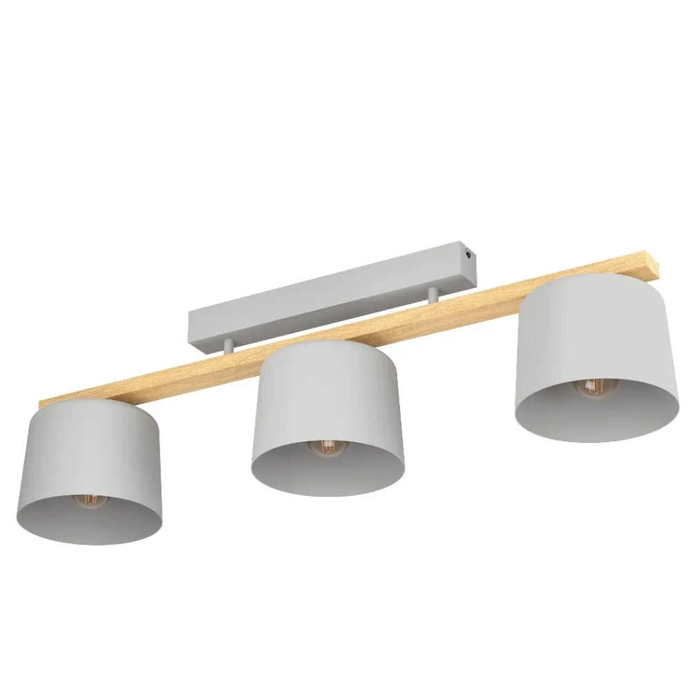 Plafoniere Moderne-Eglo Mariel plafoniera moderna con dettagli in legno 3 luci