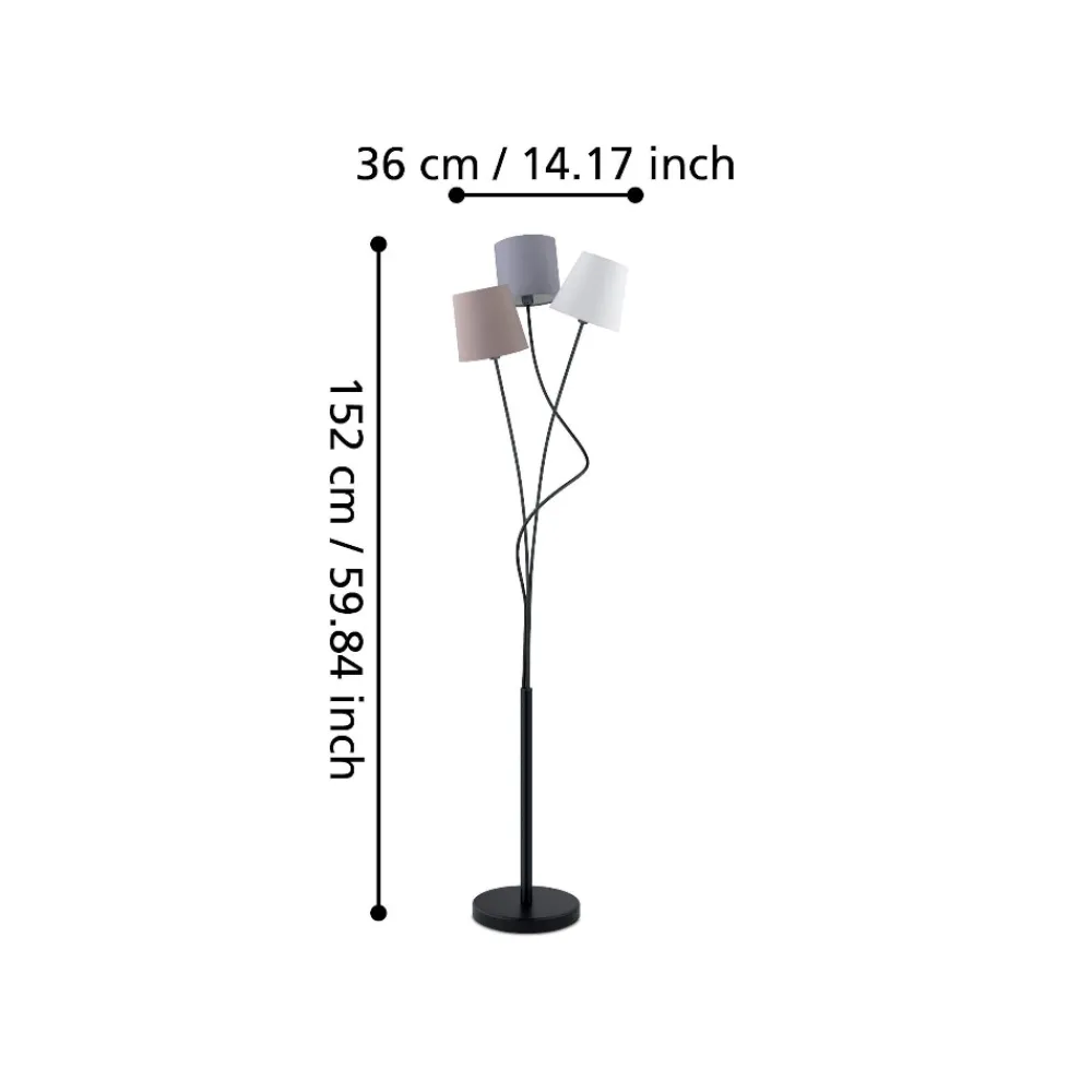 Lampade Da Terra-Eglo Maronda lampada da terra 3 luci con portalampada multicolor