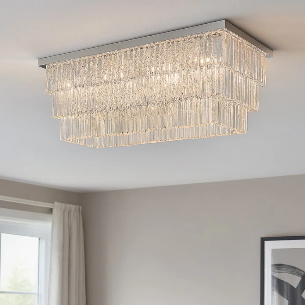 Plafoniere Moderne-Ideal Lux Martinez pl8 plafoniera rettangolare cromo