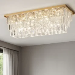 Plafoniere Moderne-Ideal Lux Martinez pl8 plafoniera cristalli molati oro