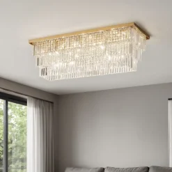 Plafoniere Moderne-Ideal Lux Martinez pl8 plafoniera cristalli molati oro