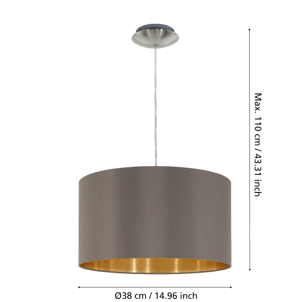 Lampadario Camera Da Letto-Eglo Maserlo lampada a sospensione per cucina con paralume rotondo